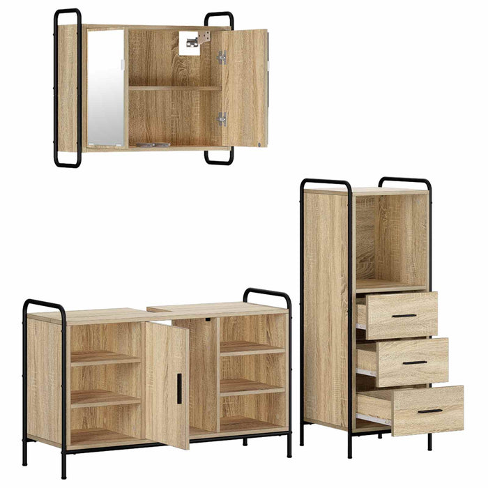 Set dulap baie 3 buc. Stejar Sonoma 40 x 36 x 109,5 cm WALTI