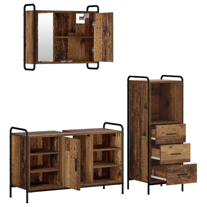 Set dulap baie 3 buc. Lemn vechi 40 x 36 x 109,5 cm WALTI