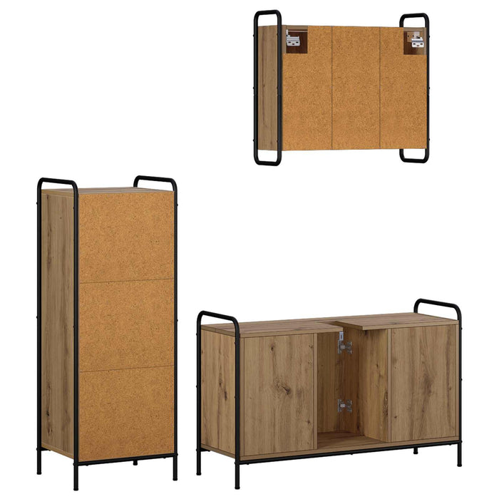 Set dulap baie 3 buc. Stejar Artizanal 40 x 36 x 109,5 cm WALTI