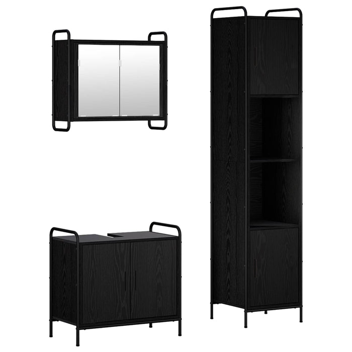 Set dulap baie 3 buc. Stejar Negru 40 x 36 x 181 cm WALTI