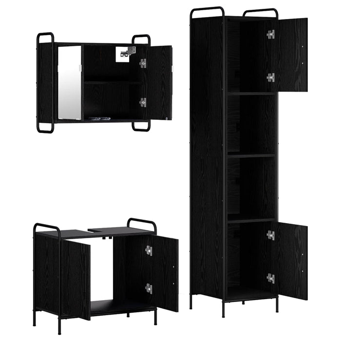 Set dulap baie 3 buc. Stejar Negru 40 x 36 x 181 cm WALTI