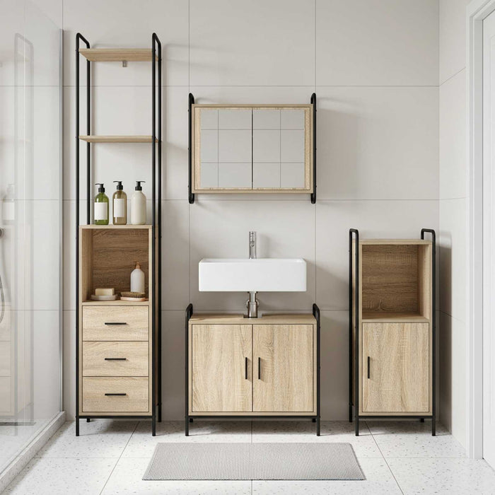 Set dulap baie 3 buc. Stejar Sonoma 40 x 36 x 181 cm WALTI