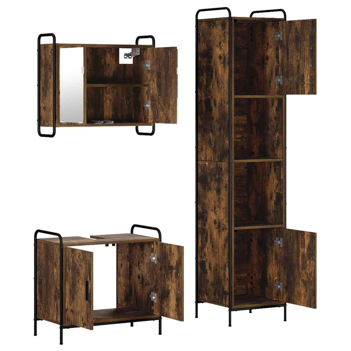 Set dulap baie 3 buc. Stejar fumuriu 40 x 36 x 181 cm WALTI