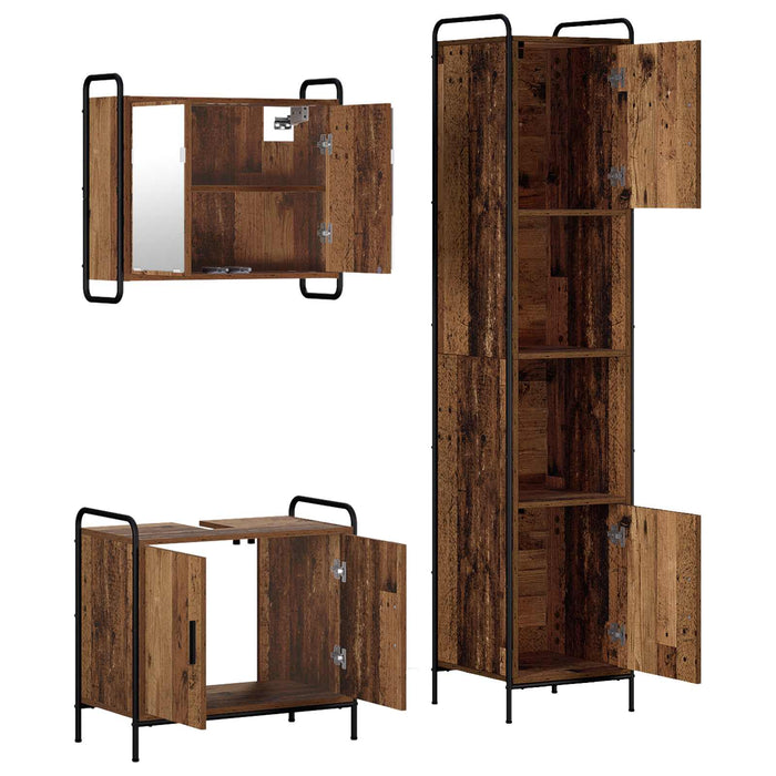 Set dulap baie 3 buc. Lemn vechi 40 x 36 x 181 cm WALTI