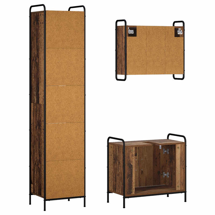 Set dulap baie 3 buc. Lemn vechi 40 x 36 x 181 cm WALTI