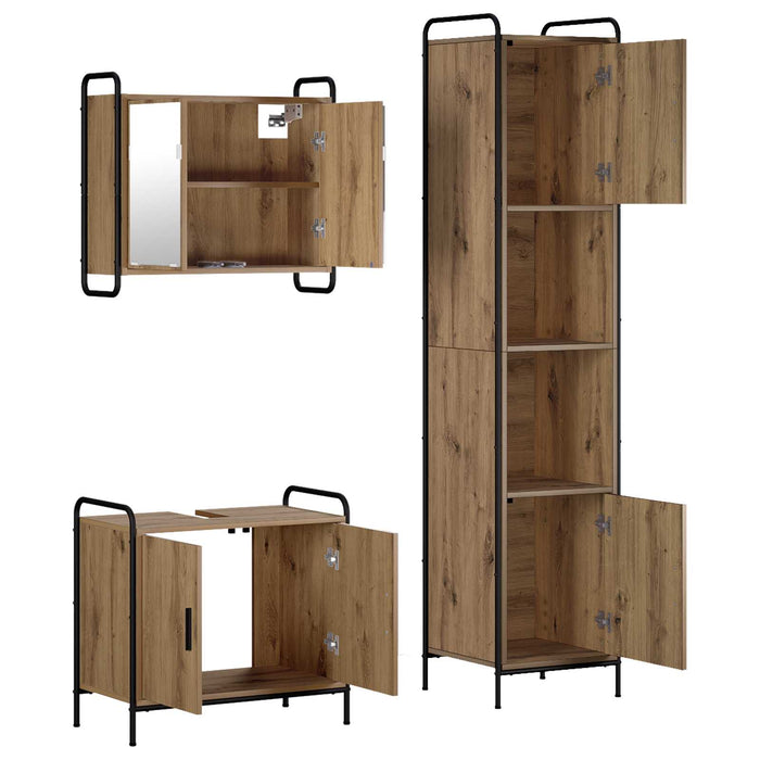 Set dulap baie 3 buc. Stejar Artizanal 40 x 36 x 181 cm WALTI