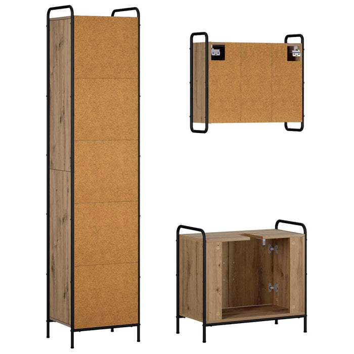 Set dulap baie 3 buc. Stejar Artizanal 40 x 36 x 181 cm WALTI