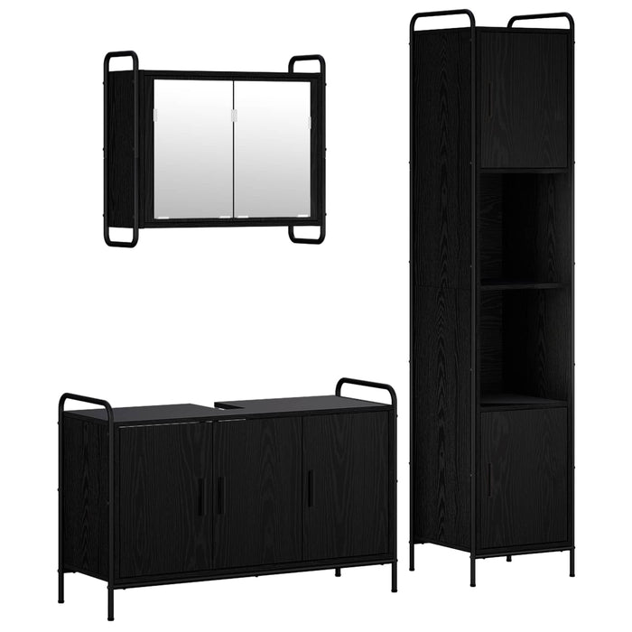 Set dulap baie 3 buc. Stejar Negru 40 x 36 x 181 cm WALTI