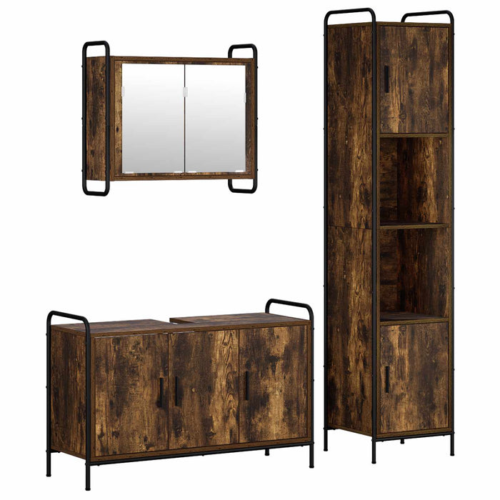 Set dulap baie 3 buc. Stejar fumuriu 40 x 36 x 181 cm WALTI