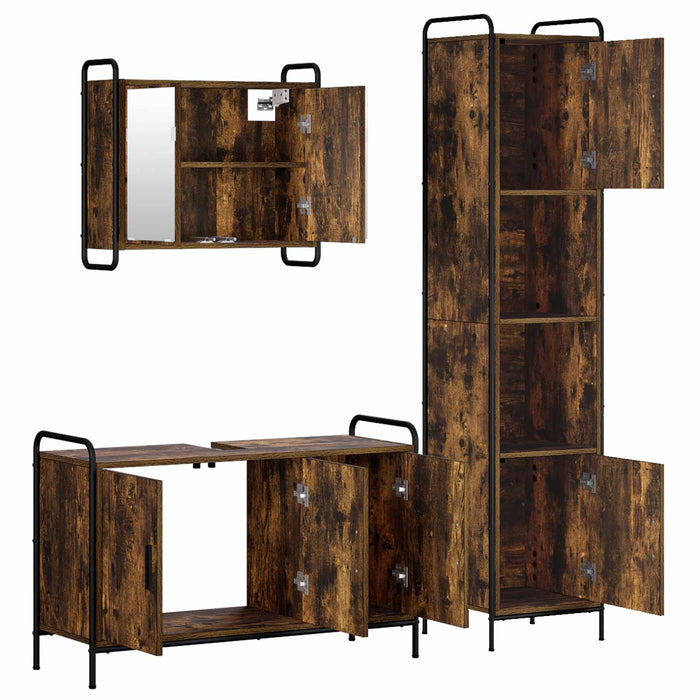 Set dulap baie 3 buc. Stejar fumuriu 40 x 36 x 181 cm WALTI