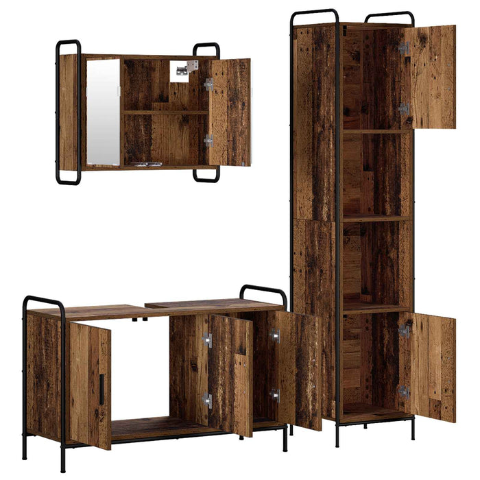 Set dulap baie 3 buc. Lemn vechi 40 x 36 x 181 cm WALTI