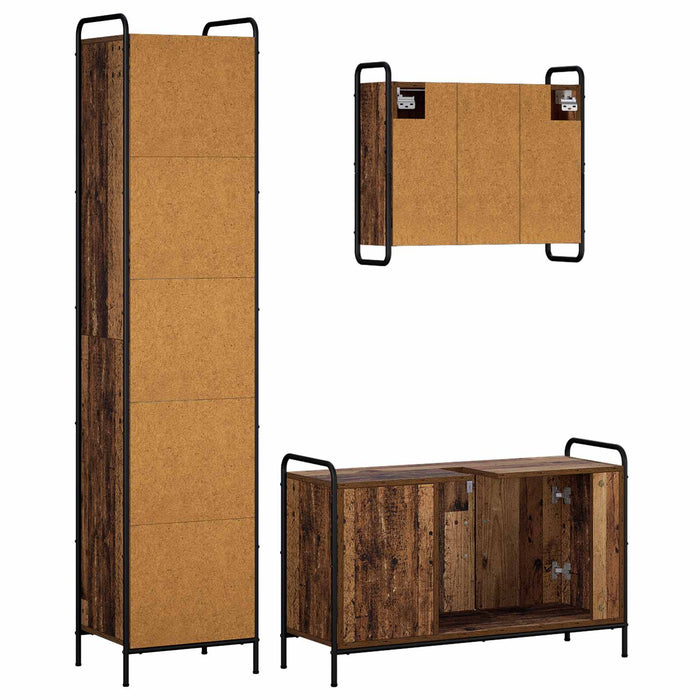 Set dulap baie 3 buc. Lemn vechi 40 x 36 x 181 cm WALTI