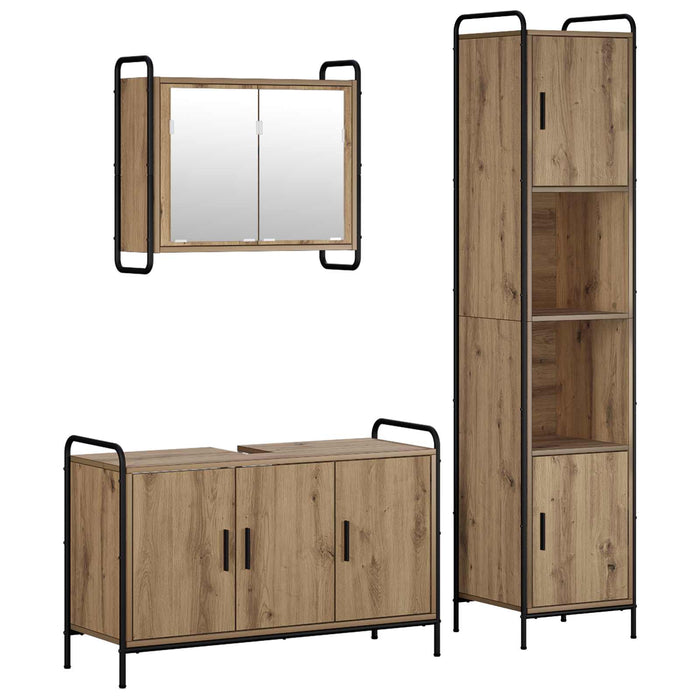 Set dulap baie 3 buc. Stejar Artizanal 40 x 36 x 181 cm WALTI