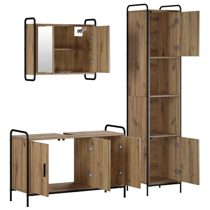 Set dulap baie 3 buc. Stejar Artizanal 40 x 36 x 181 cm WALTI