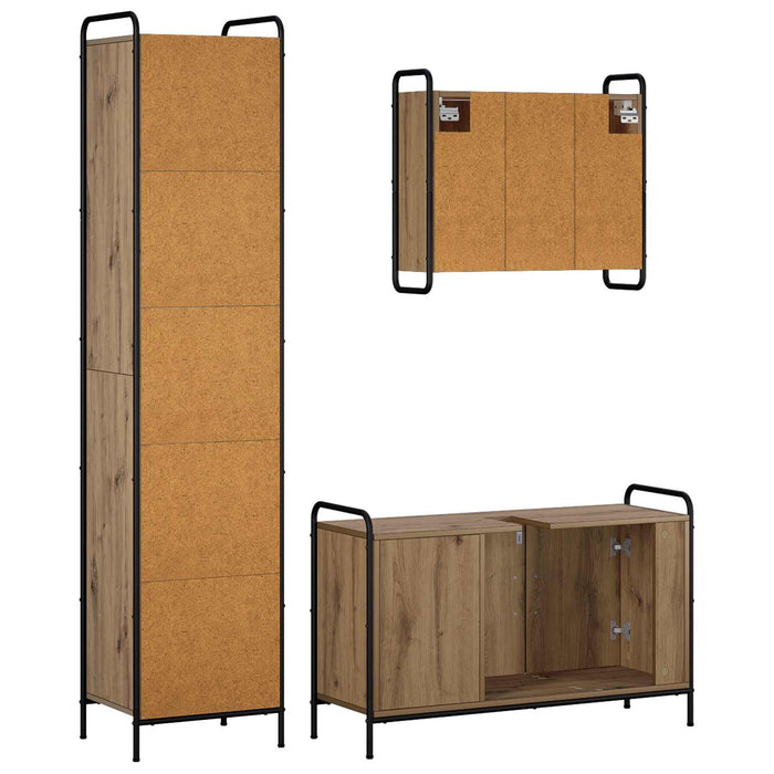 Set dulap baie 3 buc. Stejar Artizanal 40 x 36 x 181 cm WALTI