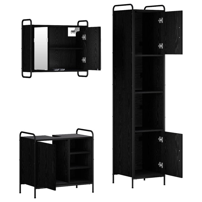 Set dulap baie 3 buc. Stejar Negru 40 x 36 x 181 cm WALTI