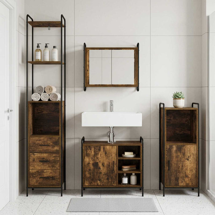 Set dulap baie 3 buc. Stejar fumuriu 40 x 36 x 181 cm WALTI