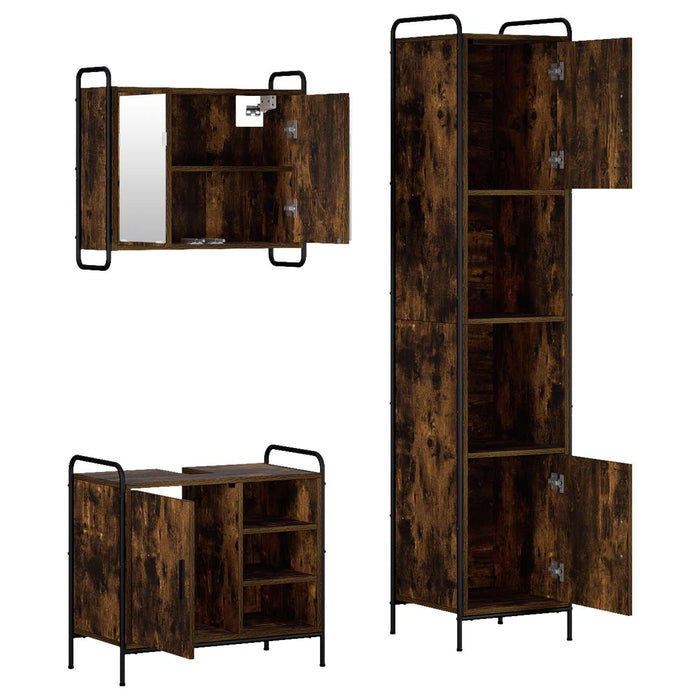 Set dulap baie 3 buc. Stejar fumuriu 40 x 36 x 181 cm WALTI