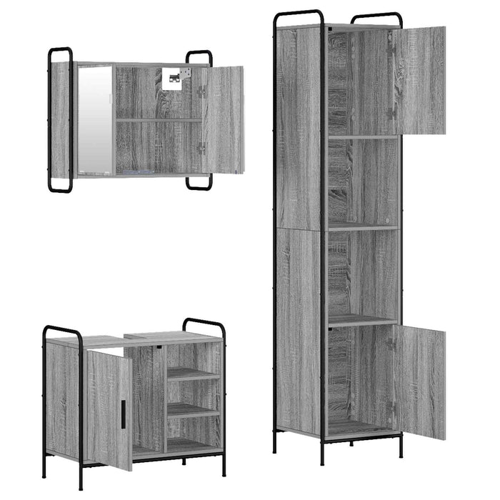 Set dulap baie 3 buc. Sonoma gri 40 x 36 x 181 cm WALTI