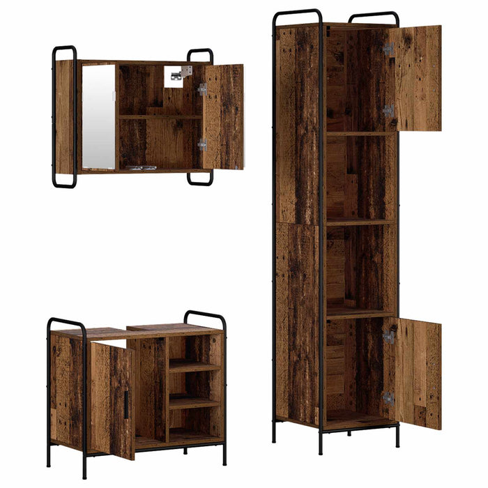 Set dulap baie 3 buc. Lemn vechi 40 x 36 x 181 cm WALTI