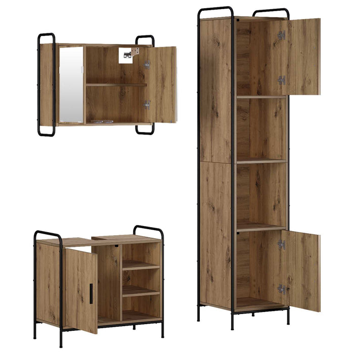 Set dulap baie 3 buc. Stejar Artizanal 40 x 36 x 181 cm WALTI
