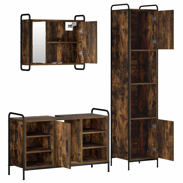 Set dulap baie 3 buc. Stejar fumuriu 40 x 36 x 181 cm WALTI