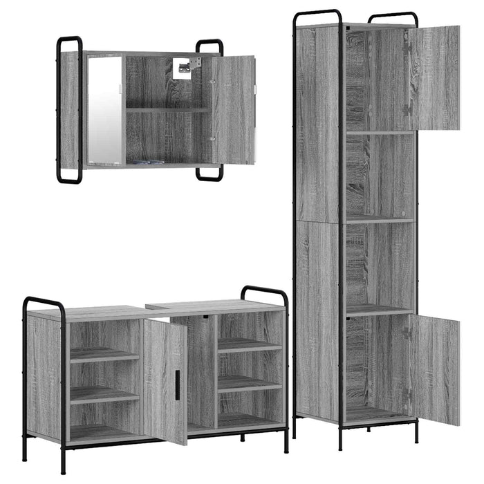 Set dulap baie 3 buc. Sonoma gri 40 x 36 x 181 cm WALTI