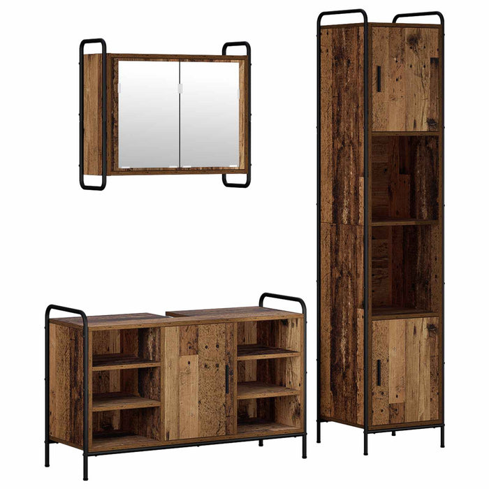 Set dulap baie 3 buc. Lemn vechi 40 x 36 x 181 cm WALTI