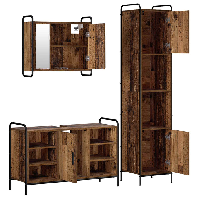 Set dulap baie 3 buc. Lemn vechi 40 x 36 x 181 cm WALTI
