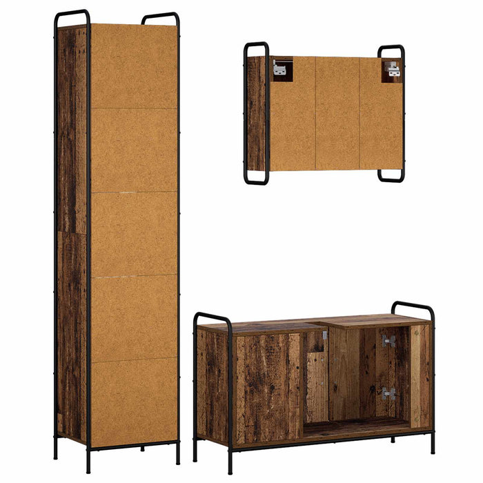 Set dulap baie 3 buc. Lemn vechi 40 x 36 x 181 cm WALTI