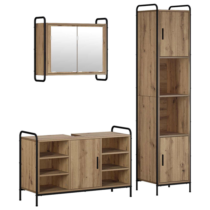 Set dulap baie 3 buc. Stejar Artizanal 40 x 36 x 181 cm WALTI