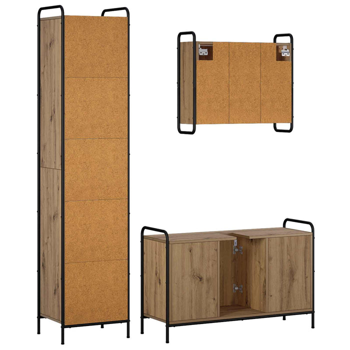 Set dulap baie 3 buc. Stejar Artizanal 40 x 36 x 181 cm WALTI