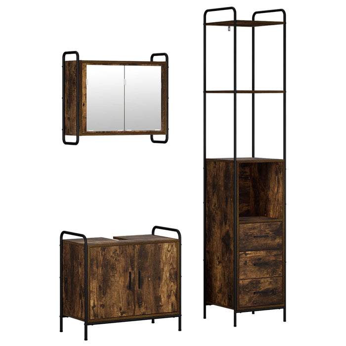 Set dulap baie 3 buc. Stejar fumuriu 40 x 36 x 200,5 cm WALTI