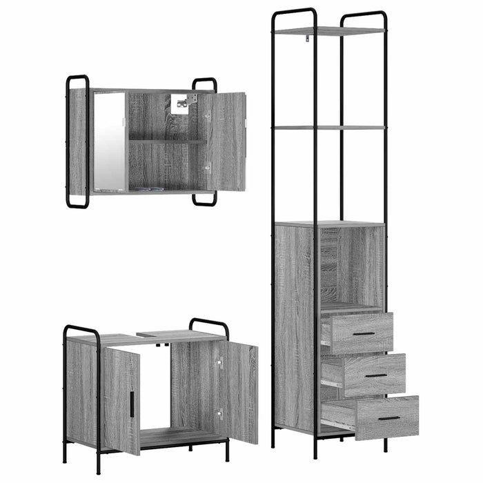 Set dulap baie 3 buc. Sonoma gri 40 x 36 x 200,5 cm WALTI