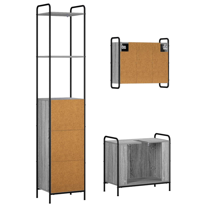Set dulap baie 3 buc. Sonoma gri 40 x 36 x 200,5 cm WALTI