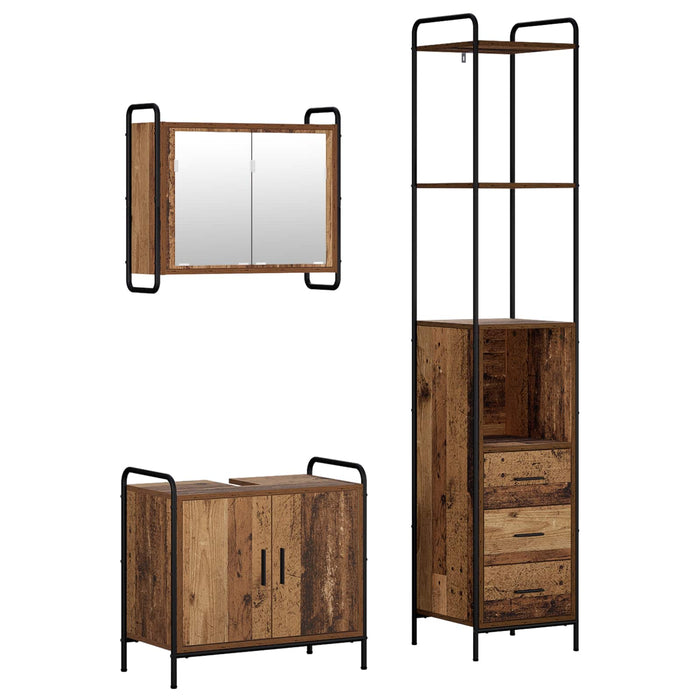 Set dulap baie 3 buc. Lemn vechi 40 x 36 x 200,5 cm WALTI