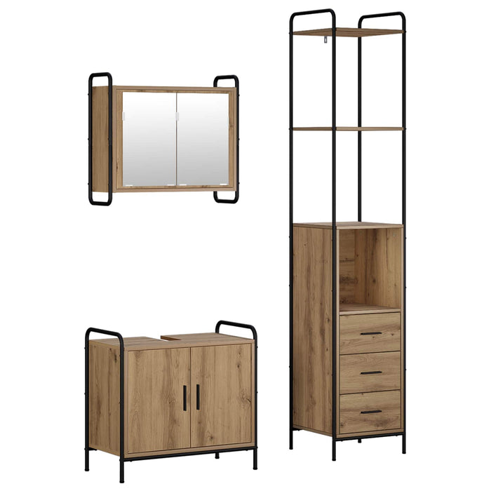 Set dulap baie 3 buc. Stejar Artizanal 40 x 36 x 200,5 cm WALTI