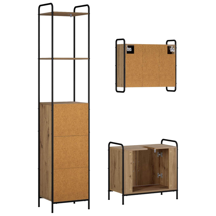 Set dulap baie 3 buc. Stejar Artizanal 40 x 36 x 200,5 cm WALTI