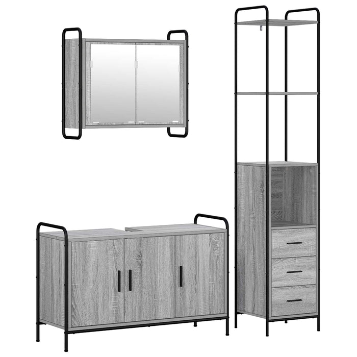 Set dulap baie 3 buc. Sonoma gri 40 x 36 x 200,5 cm WALTI