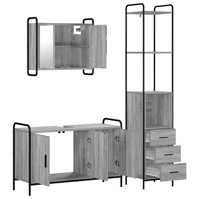 Set dulap baie 3 buc. Sonoma gri 40 x 36 x 200,5 cm WALTI