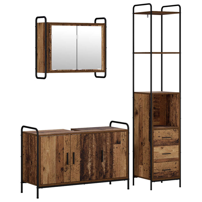 Set dulap baie 3 buc. Lemn vechi 40 x 36 x 200,5 cm WALTI