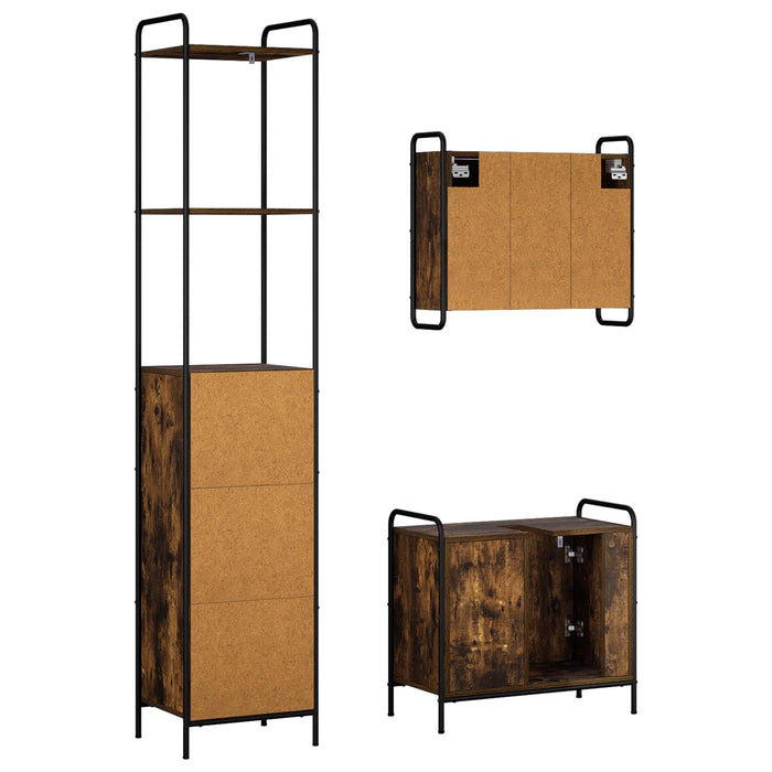 Set dulap baie 3 buc. Stejar fumuriu 40 x 36 x 200,5 cm WALTI