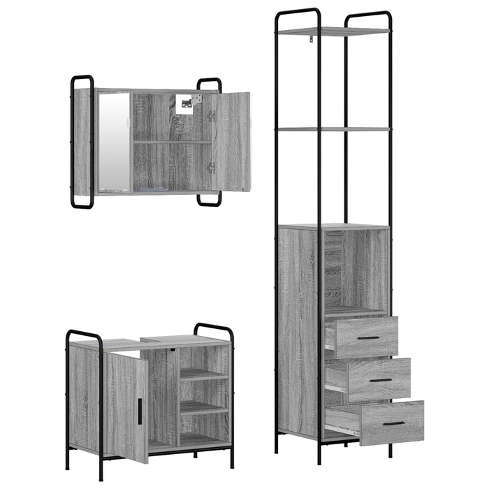 Set dulap baie 3 buc. Sonoma gri 40 x 36 x 200,5 cm WALTI