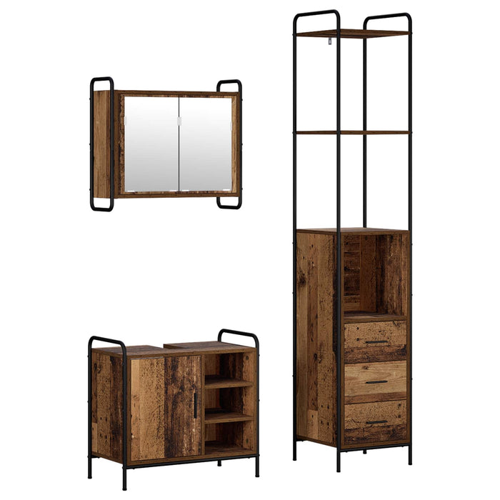 Set dulap baie 3 buc. Lemn vechi 40 x 36 x 200,5 cm WALTI