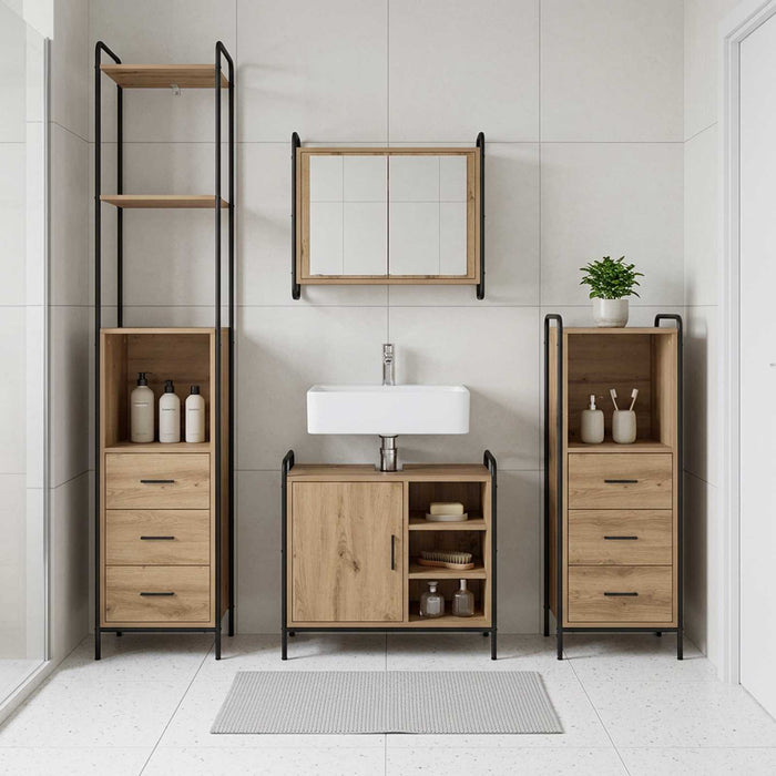 Set dulap baie 4 buc. Stejar Artizanal 40 x 36 x 200,5 cm WALTI