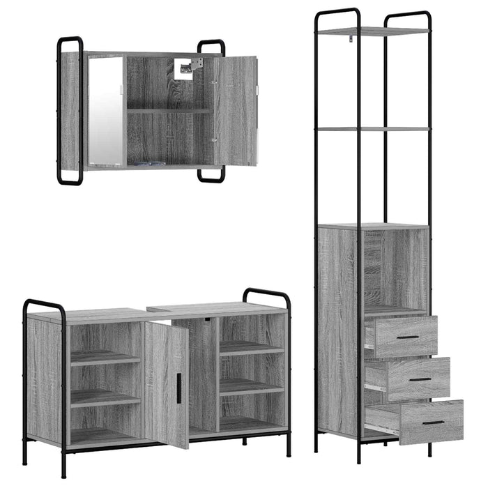 Set dulap baie 3 buc. Sonoma gri 40 x 36 x 200,5 cm WALTI