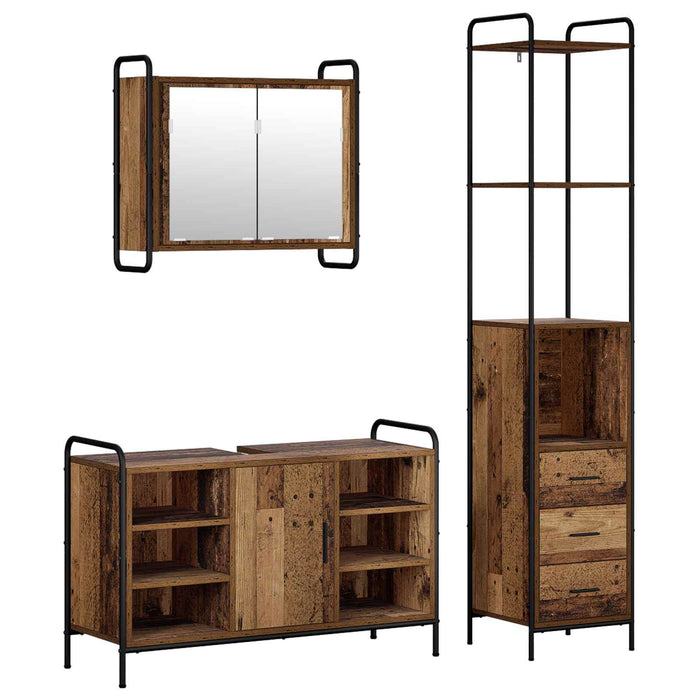 Set dulap baie 3 buc. Lemn vechi 40 x 36 x 200,5 cm WALTI