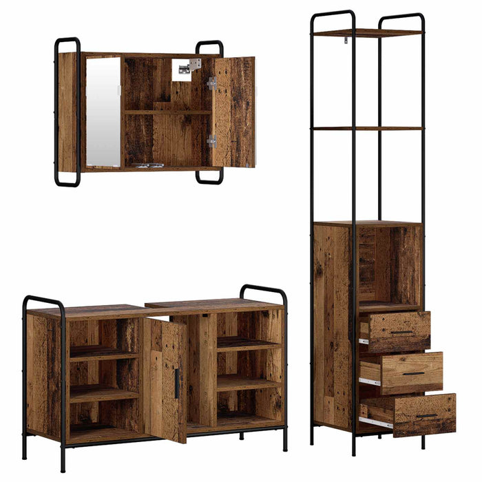 Set dulap baie 3 buc. Lemn vechi 40 x 36 x 200,5 cm WALTI