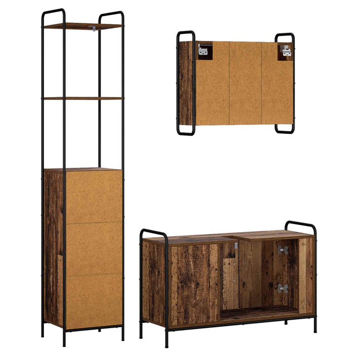 Set dulap baie 3 buc. Lemn vechi 40 x 36 x 200,5 cm WALTI