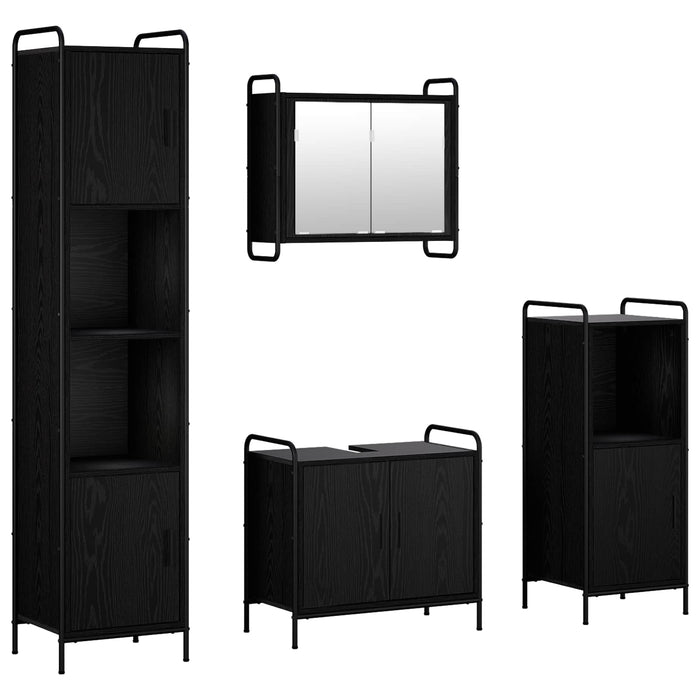 Set dulap baie 4 buc. Stejar Negru 40 x 36 x 181 cm WALTI
